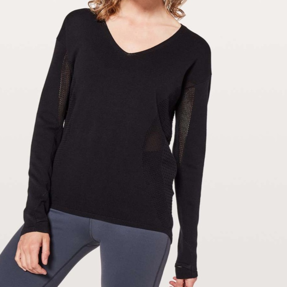 Lululemon still movement v neck sweater black women’s 8